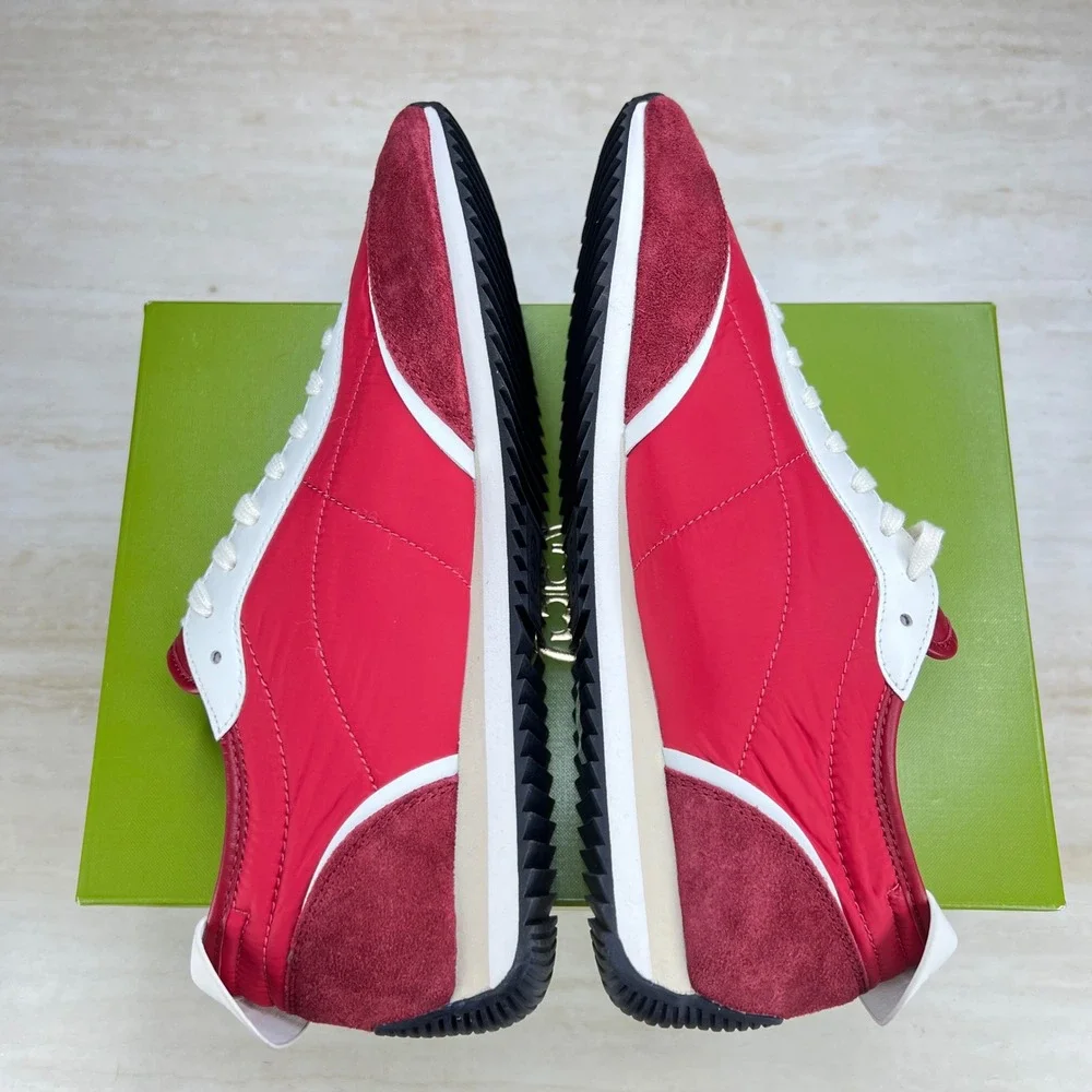 Tory Burch Vintage Sneaker 2.0 Tory Red White Leather Suede 164280 Womens 10.5